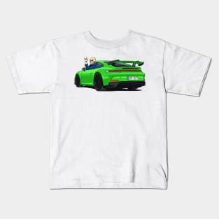 car 911 GT3 with skull man hands metal green light Kids T-Shirt